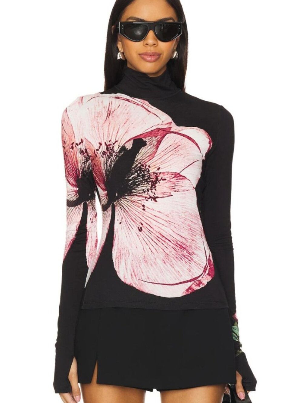 Alice + Olivia Delaina Luna Floral Turtleneck Top Small - Picture 6 of 12